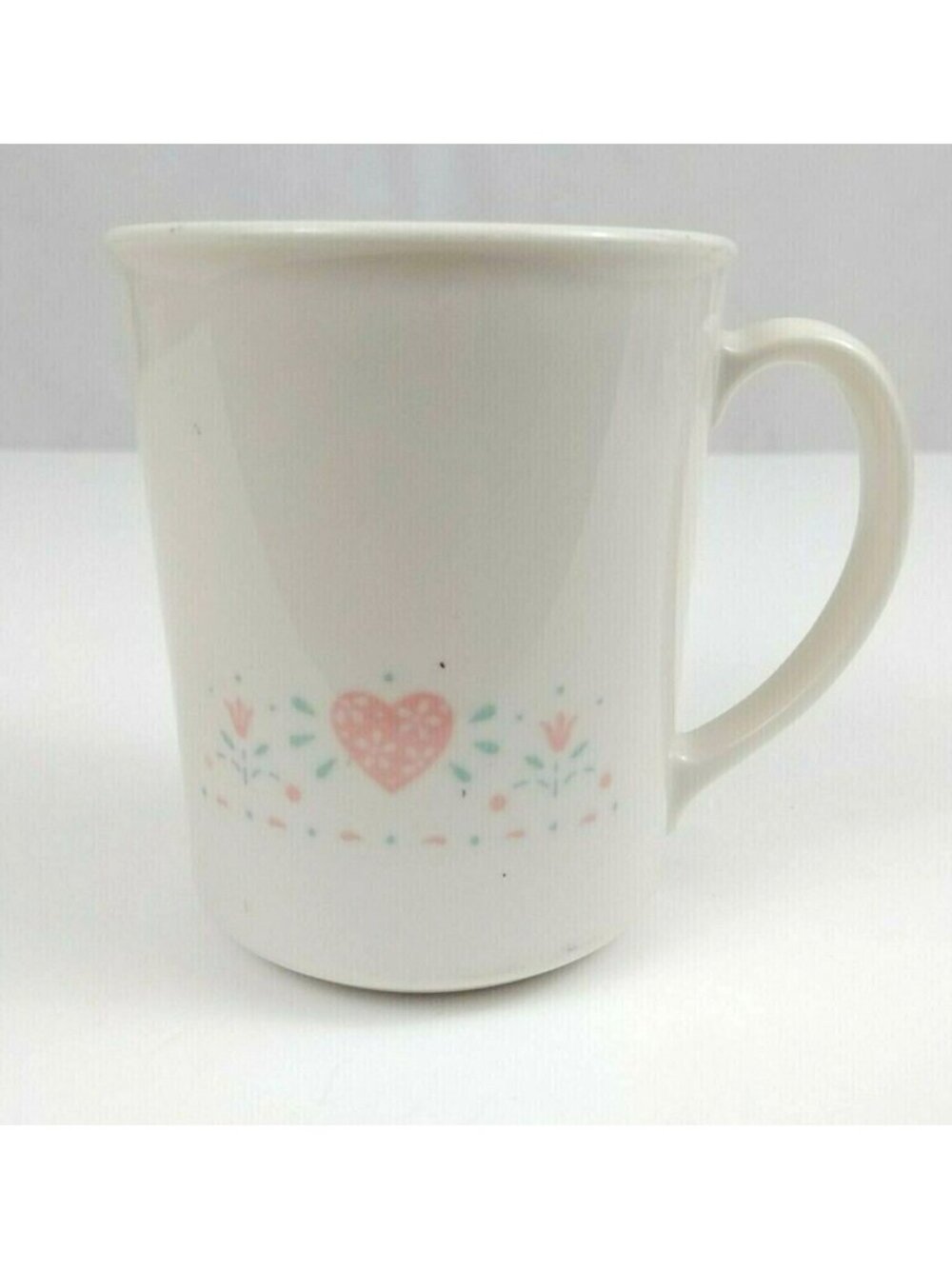 Vintage Corning Forever Yours Off White With Pink Heart & Flowers Coffee Cup Mug